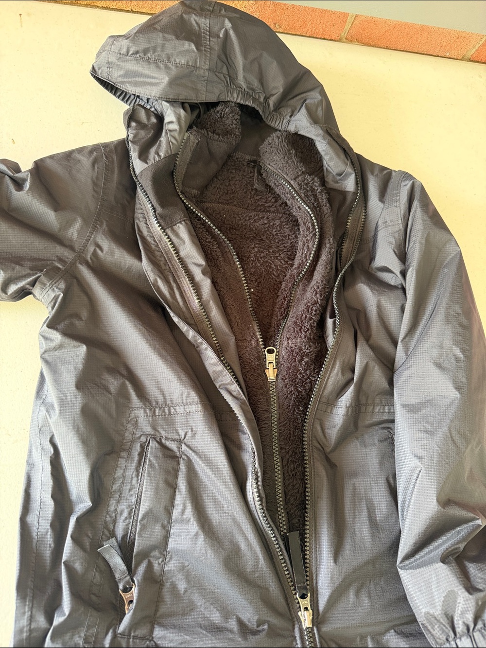 Marmot boys Hooded two peice waterproof and fleece Jacket in black